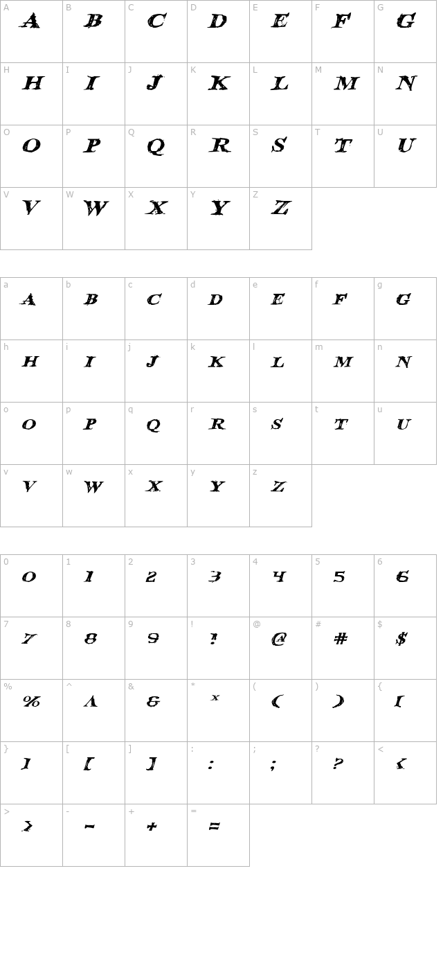 blood-crow-expanded-italic character map