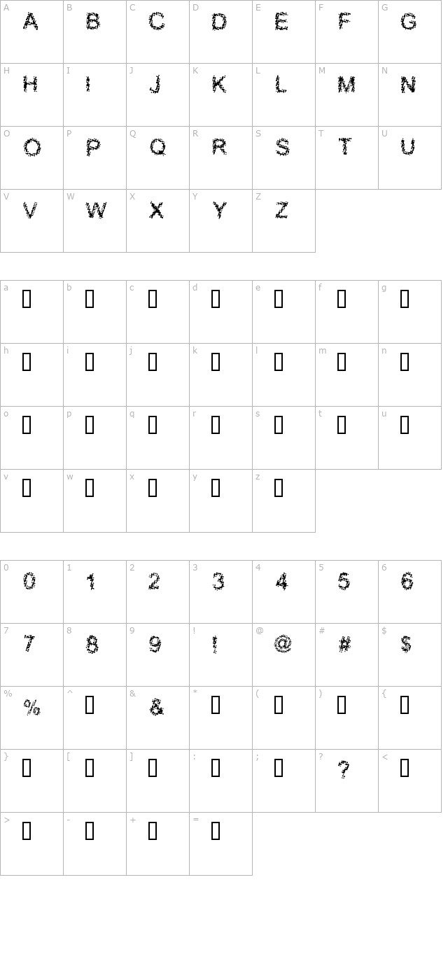 bloody-chrapnel- character map