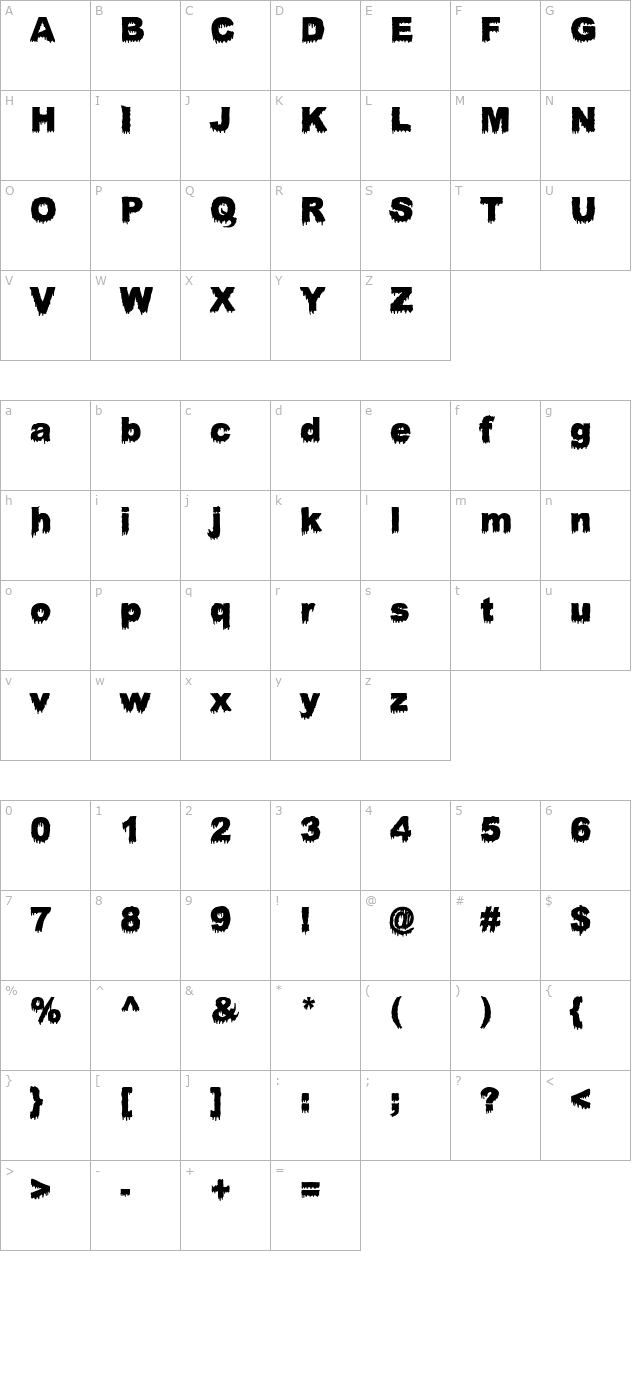 bloody-stump character map