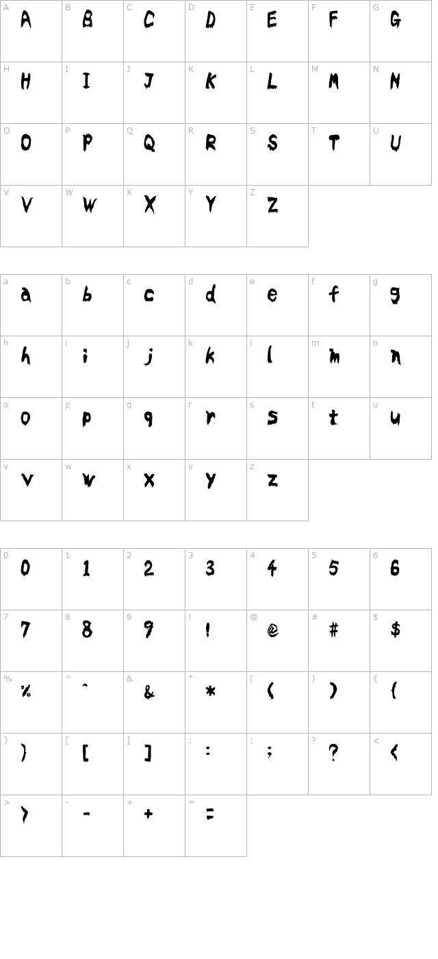 Bloodyslime character map