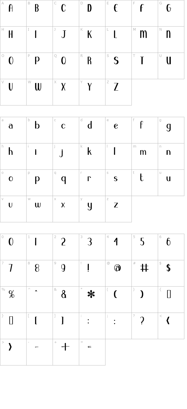 blue-melody-ultrabold character map