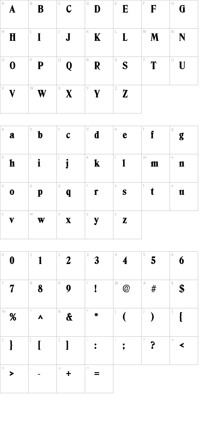 blue-ridge-heavy-sf-bold character map