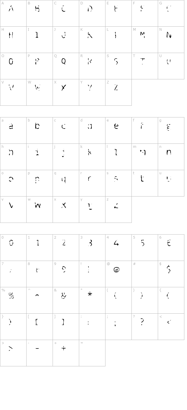 Blue Spent character map