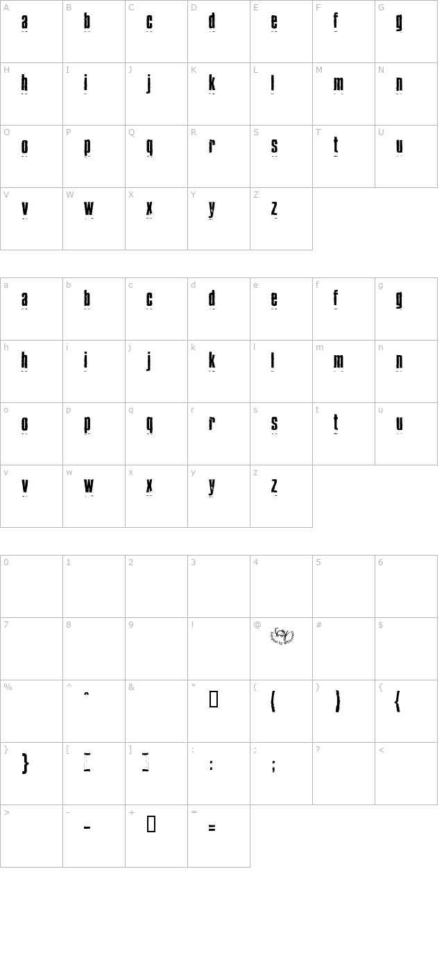 BlueCake Autospaced character map