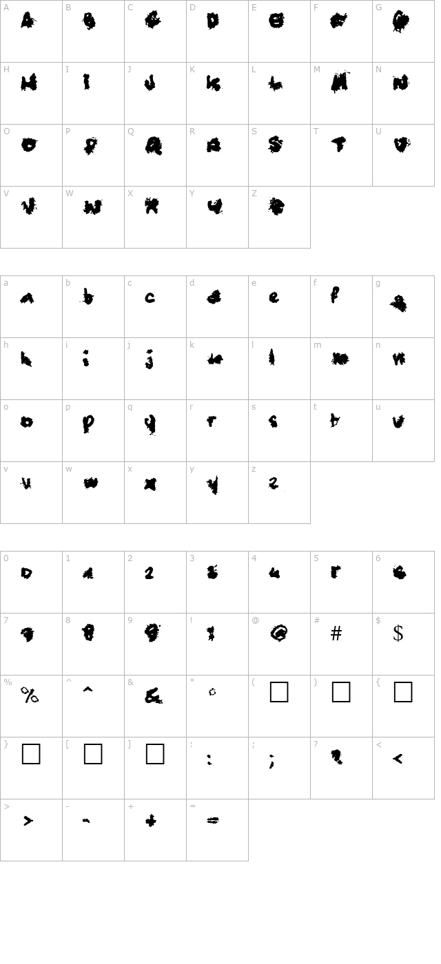 bluetrash character map