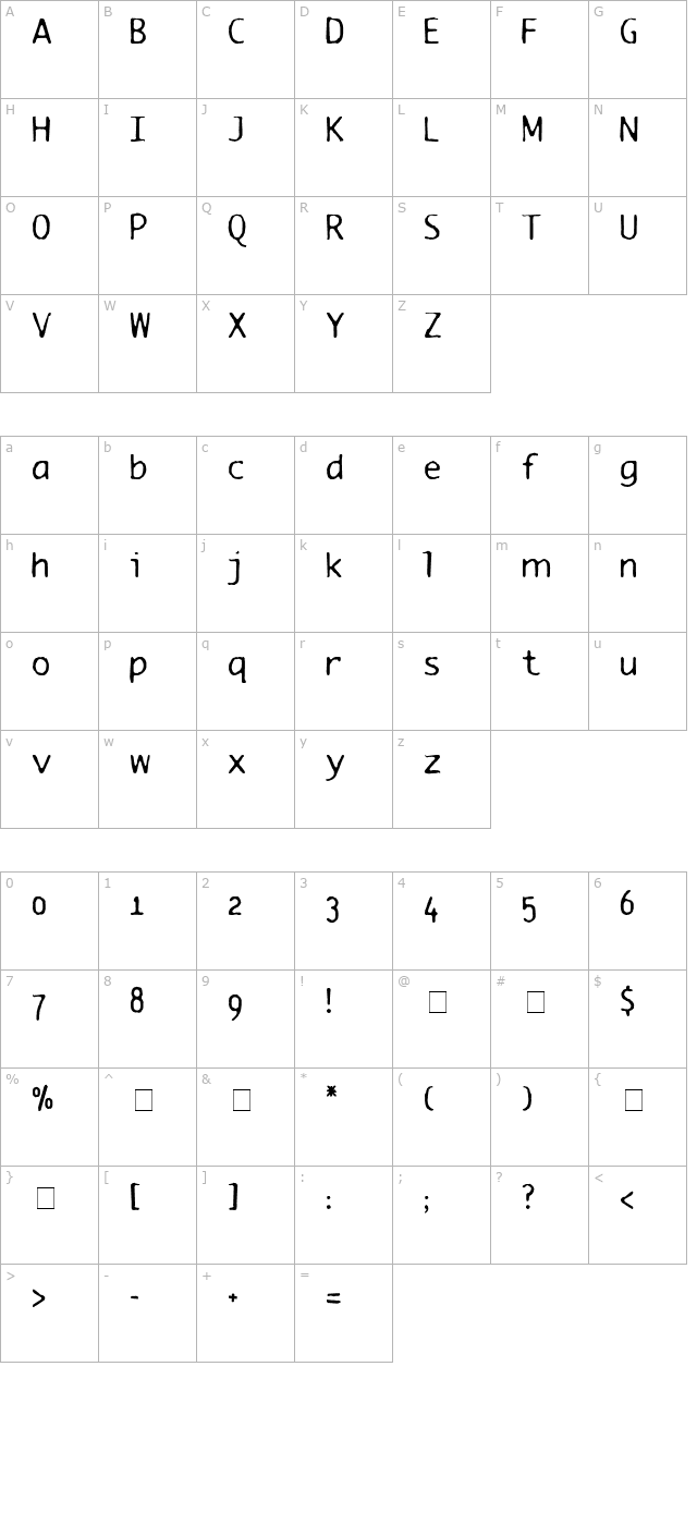 bluewave-medium character map