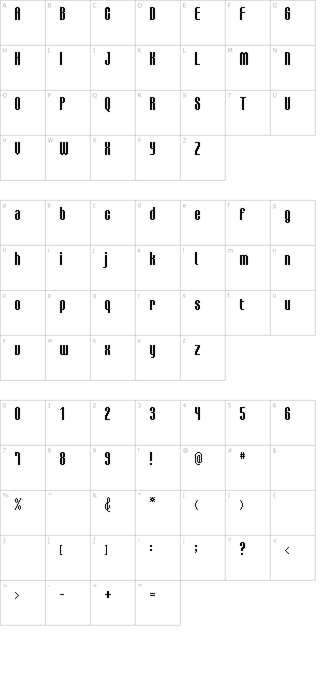 BM delico A16 character map