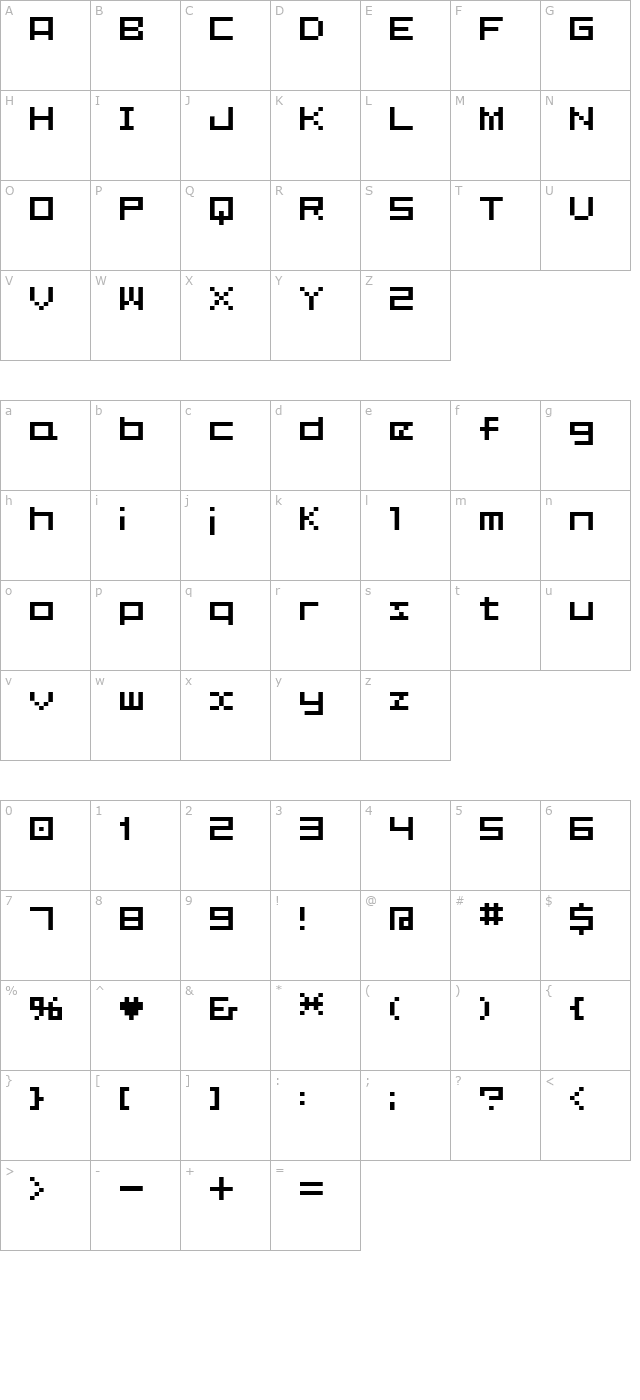 bm-plain character map