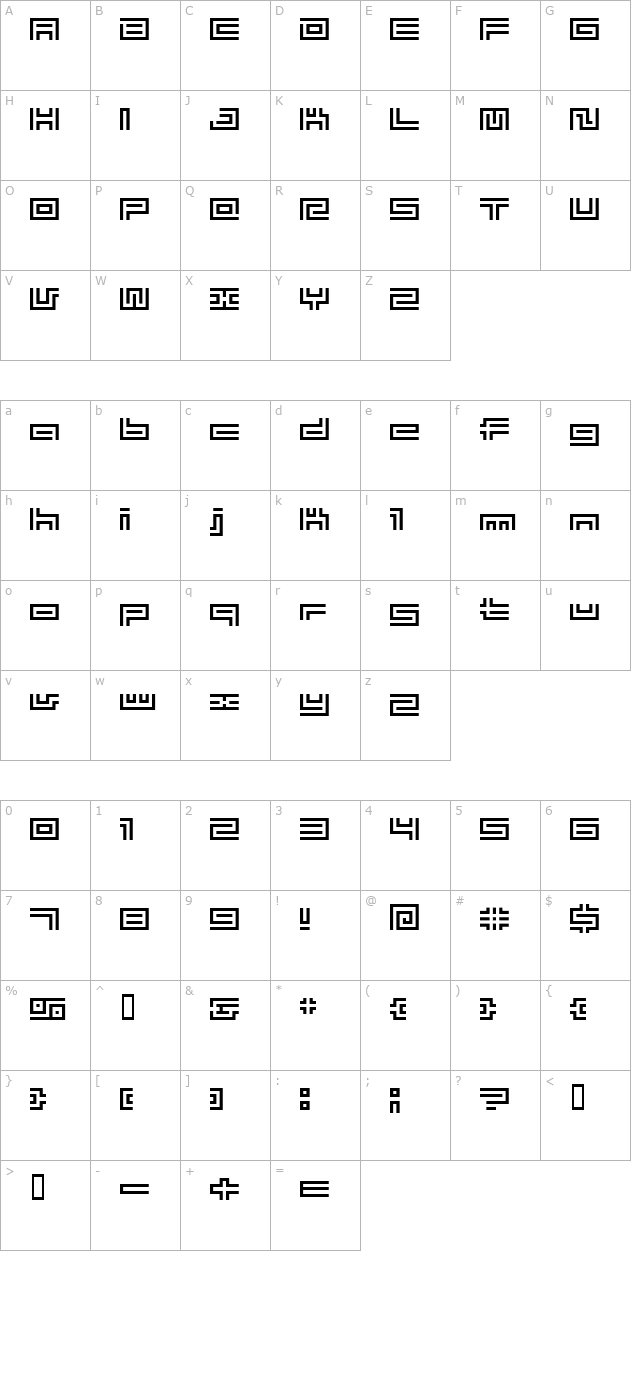 BM Tube character map