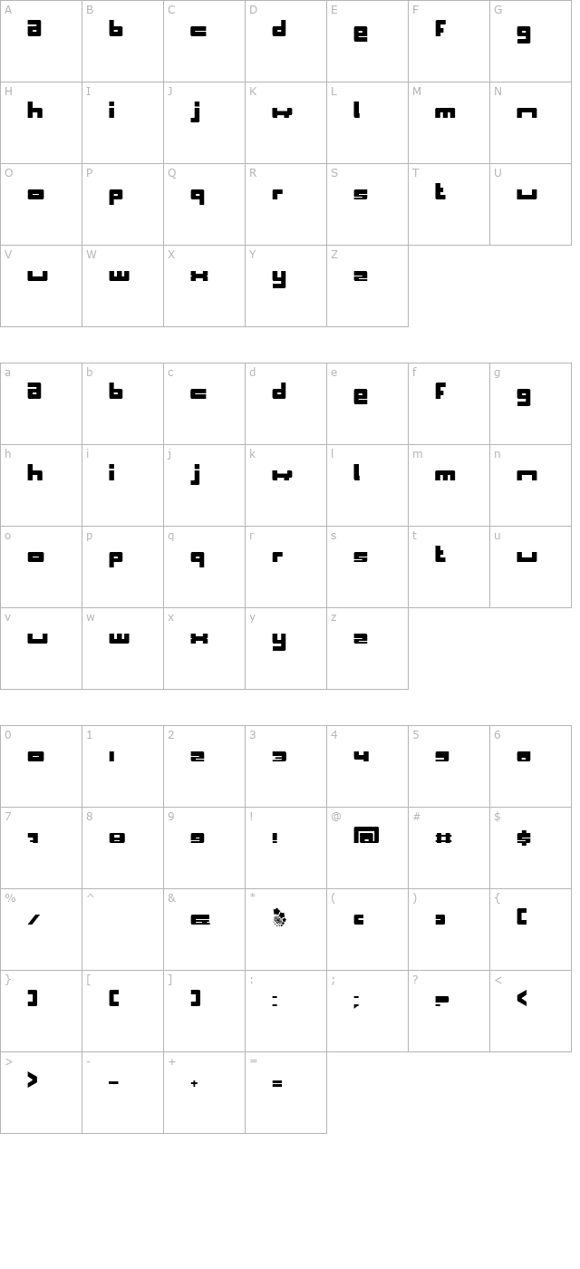 BN Space Chick character map