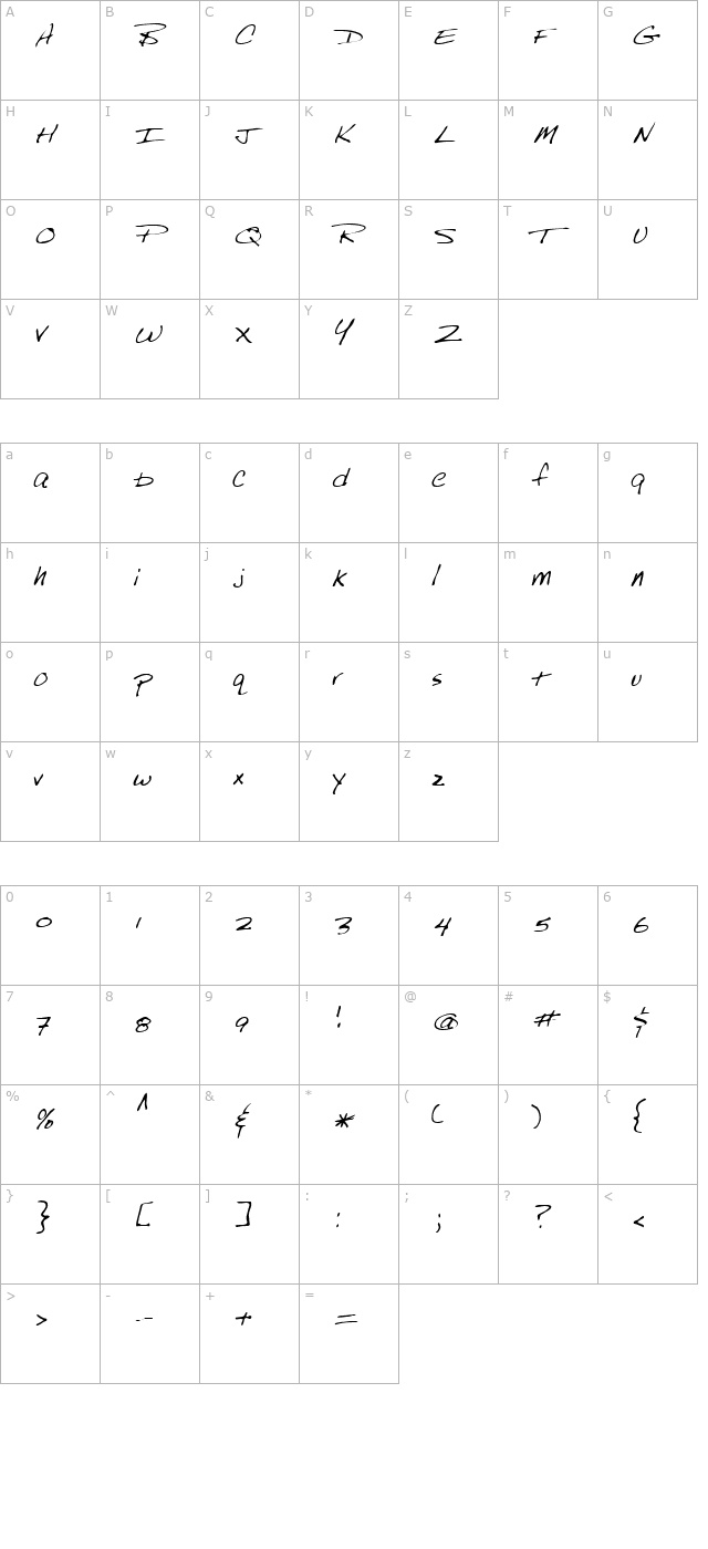 bobbo-regular character map