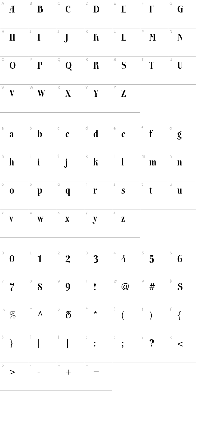 BoberiaLL Bold character map