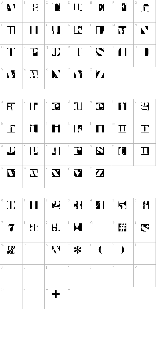 BodoblackSquares character map