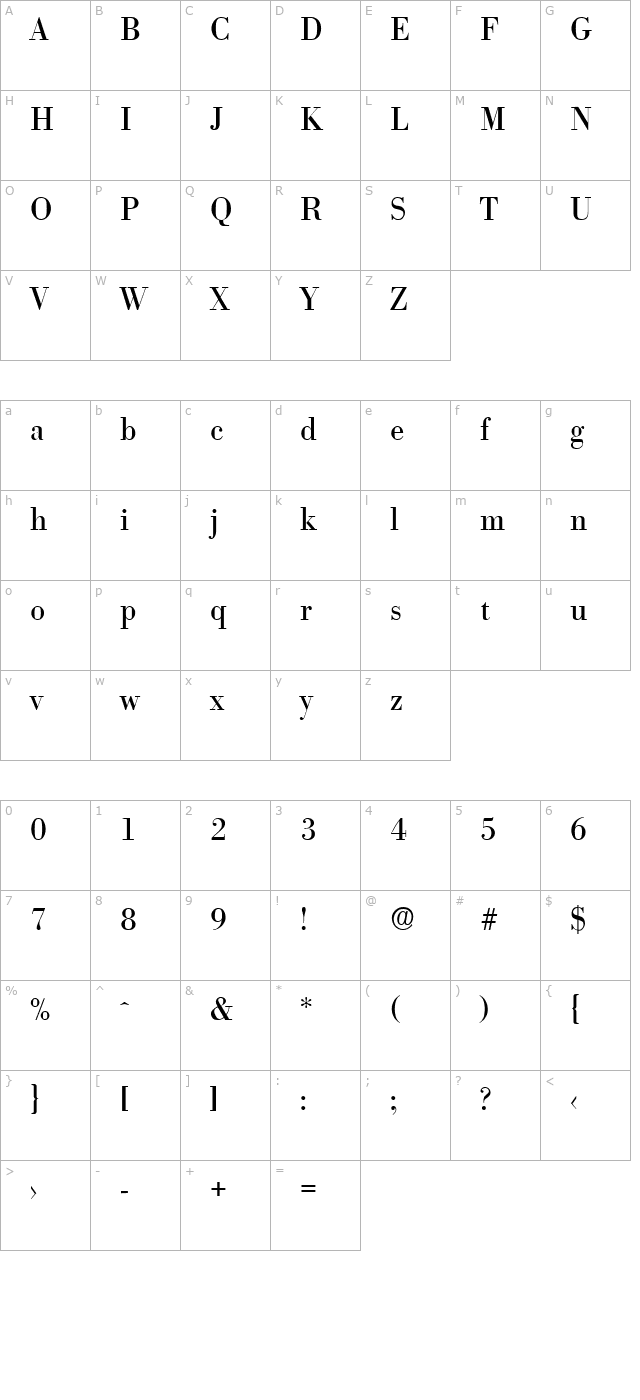 bodoxi-regular character map