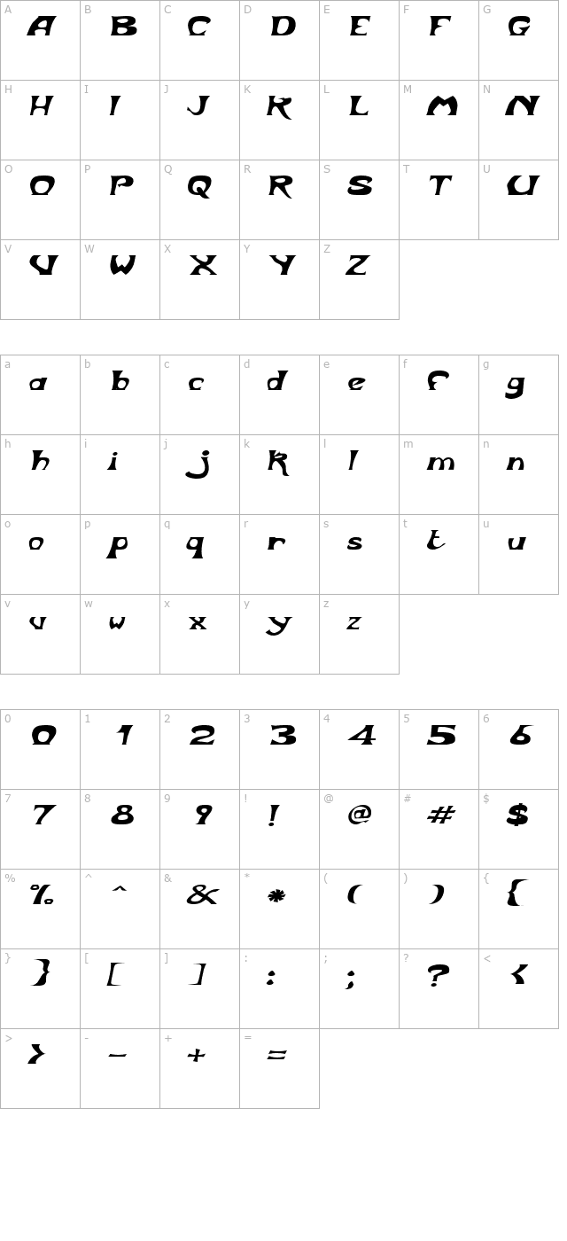 bodyshopextended-oblique character map