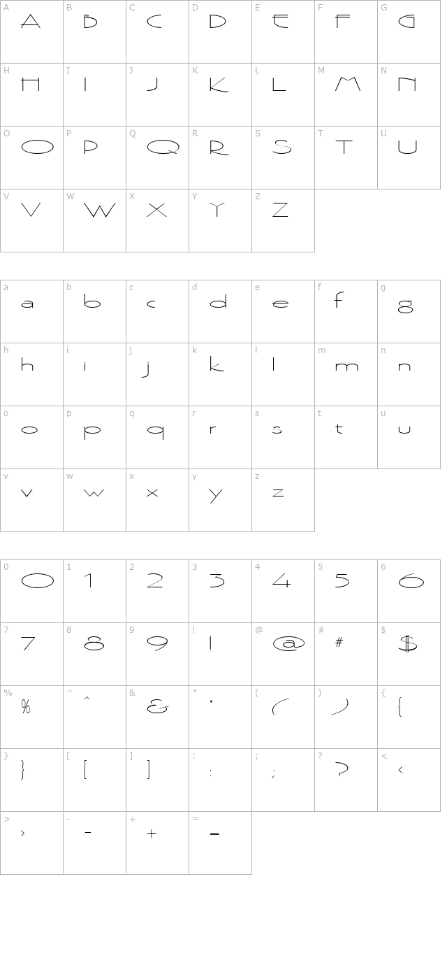 bogsley character map