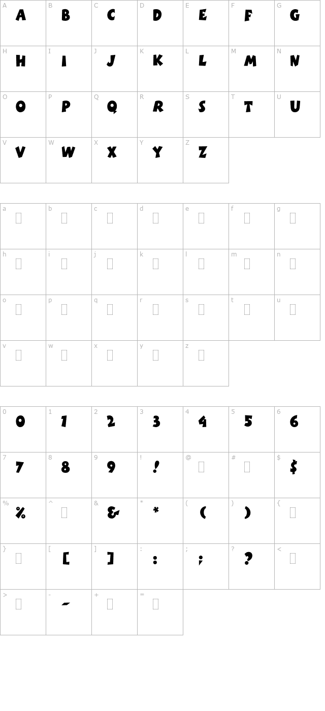 BoinkPlain character map