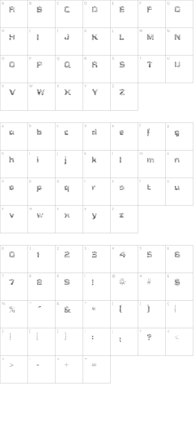 Bois Regular character map