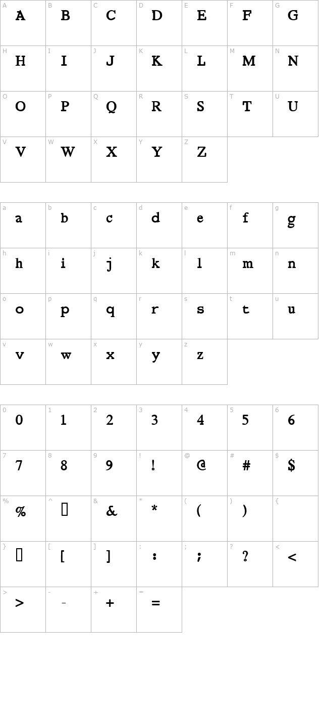 bold-regeneration-x character map