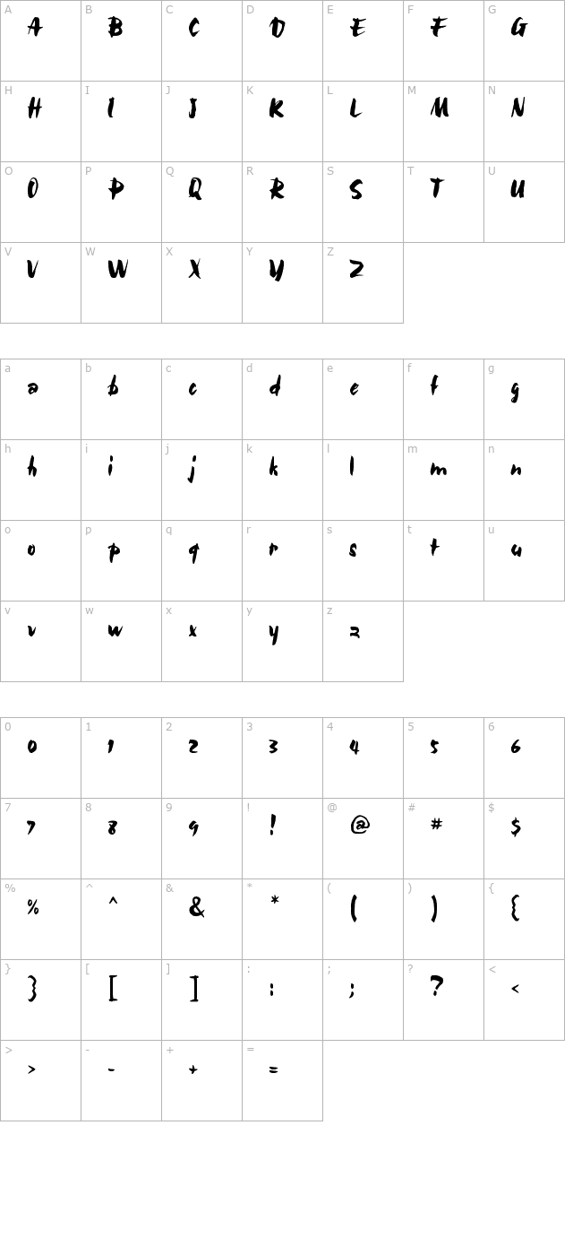 bolide-regular character map