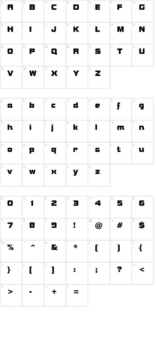 Bolster Regular character map