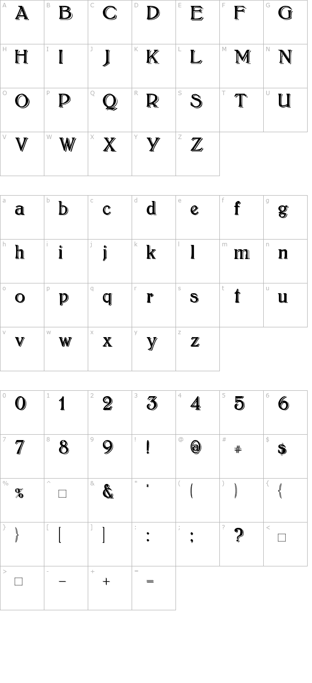 BoltonShadowed character map