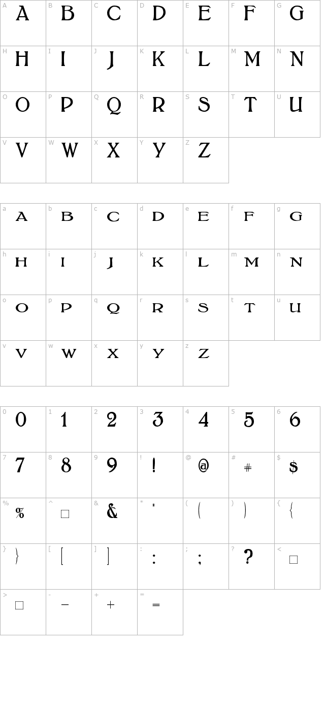 BoltonTitling character map