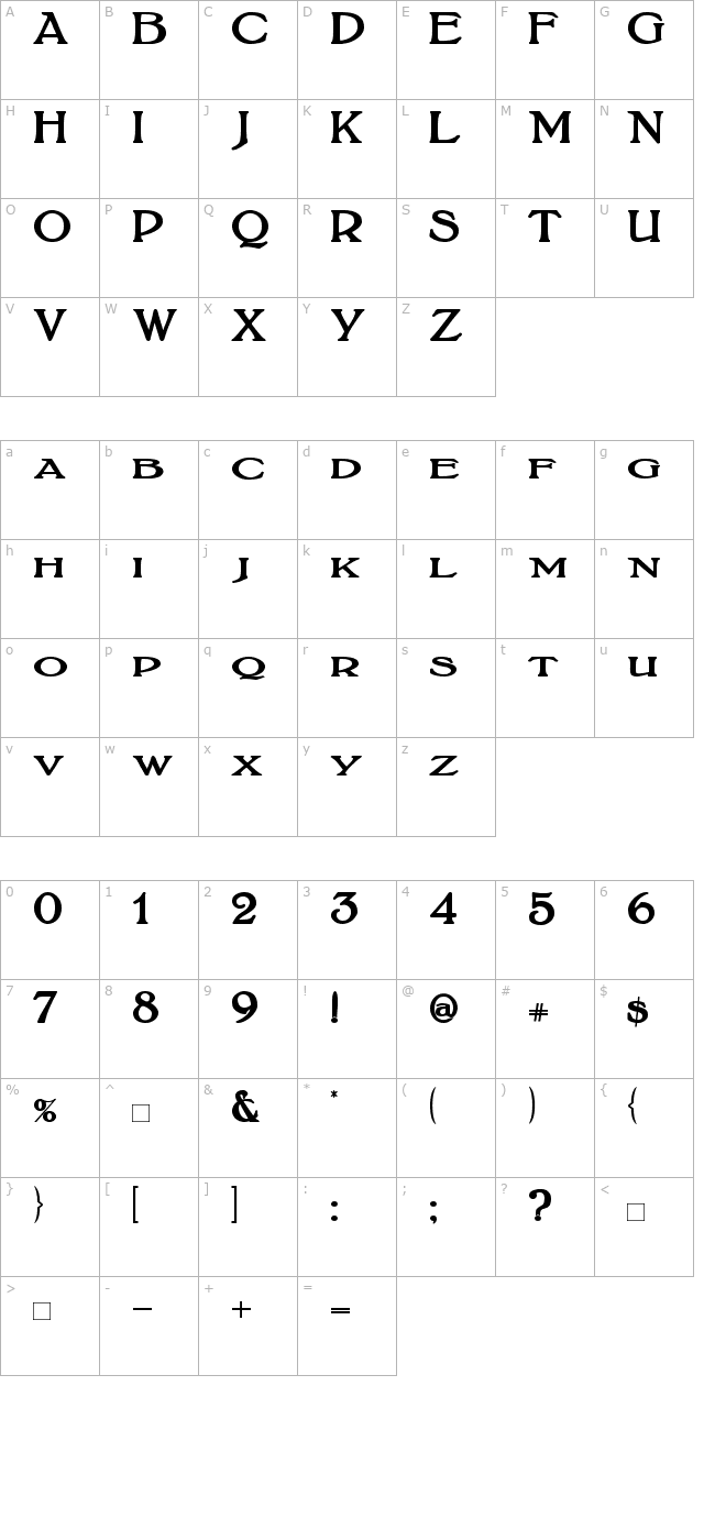 BoltonTitlingBold character map