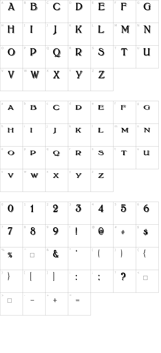 BoltonTitlingShadowed character map