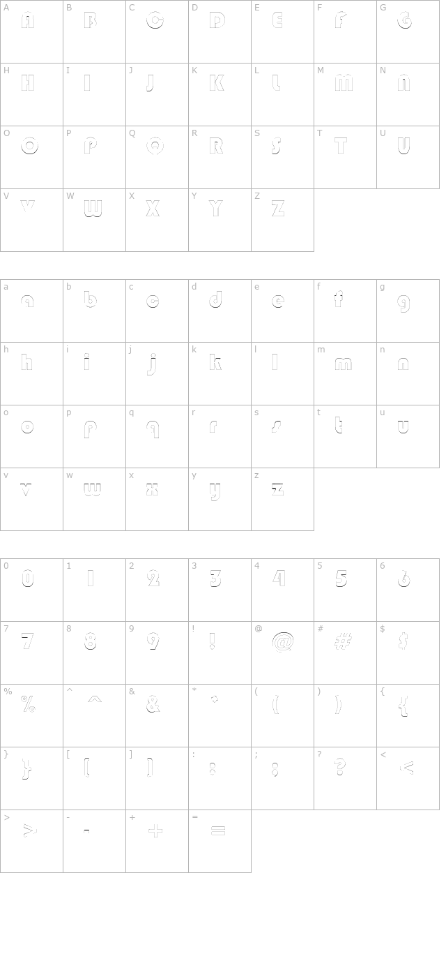 BongoBlackOutline character map