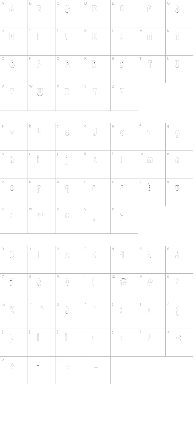 BongoBlackOutlineCondensed character map