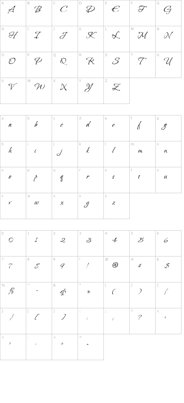 bonheur-royale character map