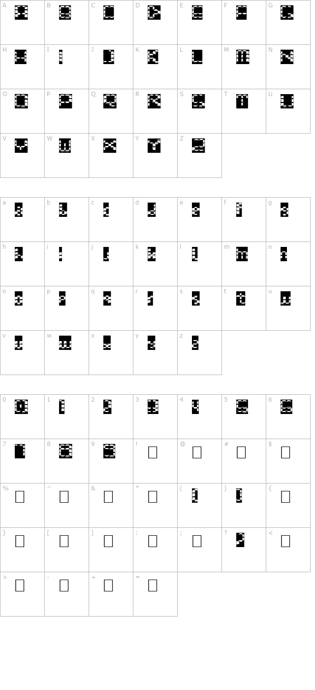 Bonushora character map