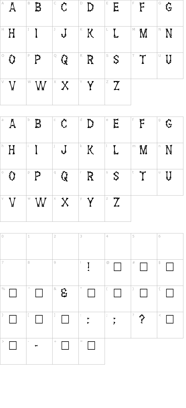 bonzdisplaycapsssk-regular character map