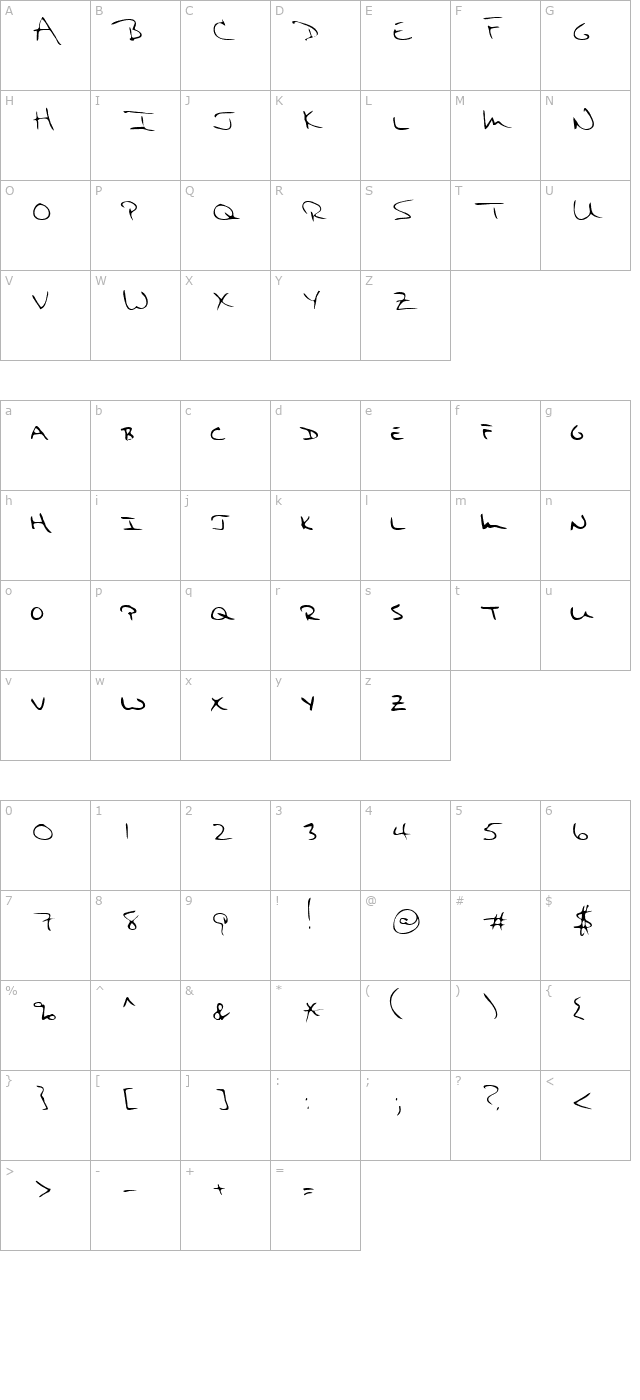 boods-regular character map