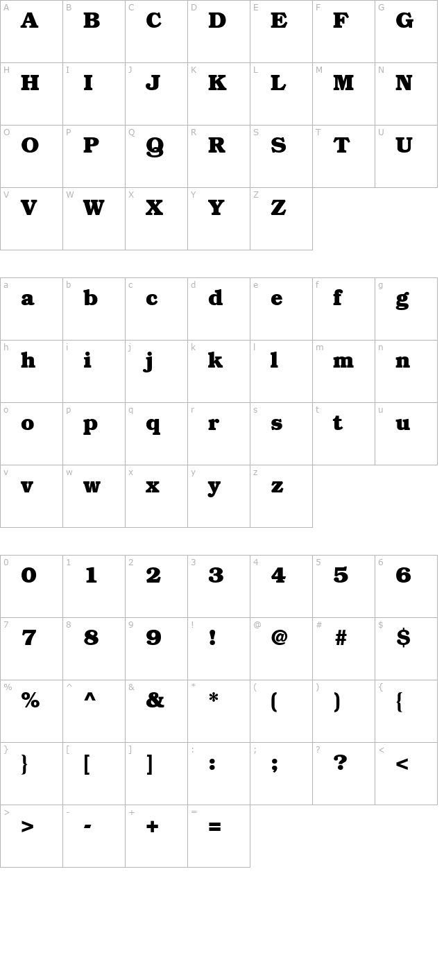 Bookman Black SSi Bold character map