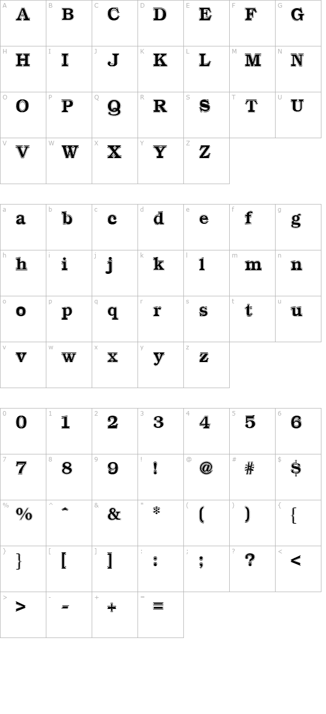 bookman-contour-regular character map