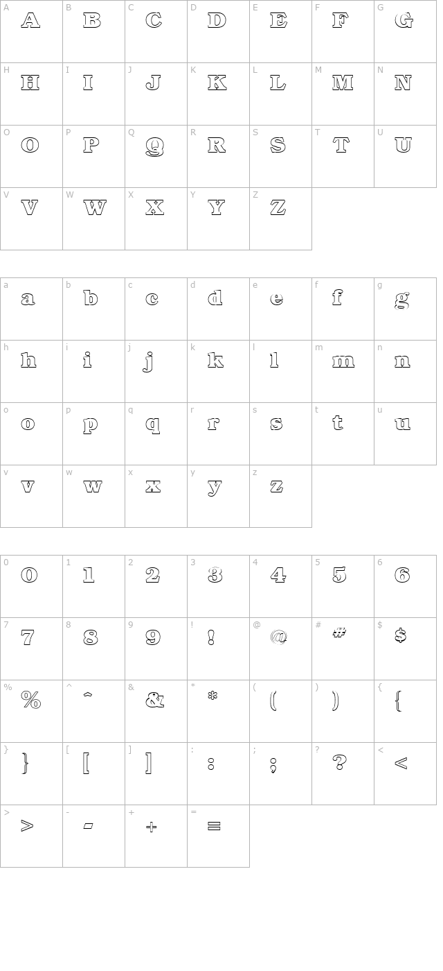 bookman-outline-regular character map