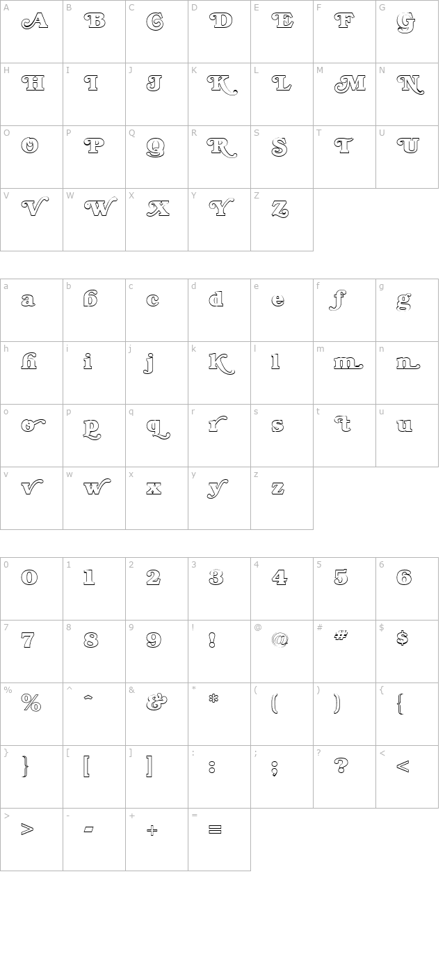 bookman-outline-swash-regular character map