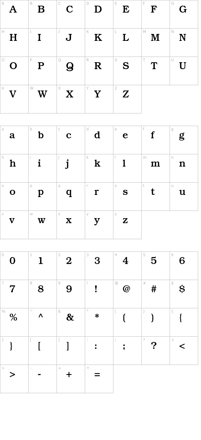 BookmanStd-Medium character map