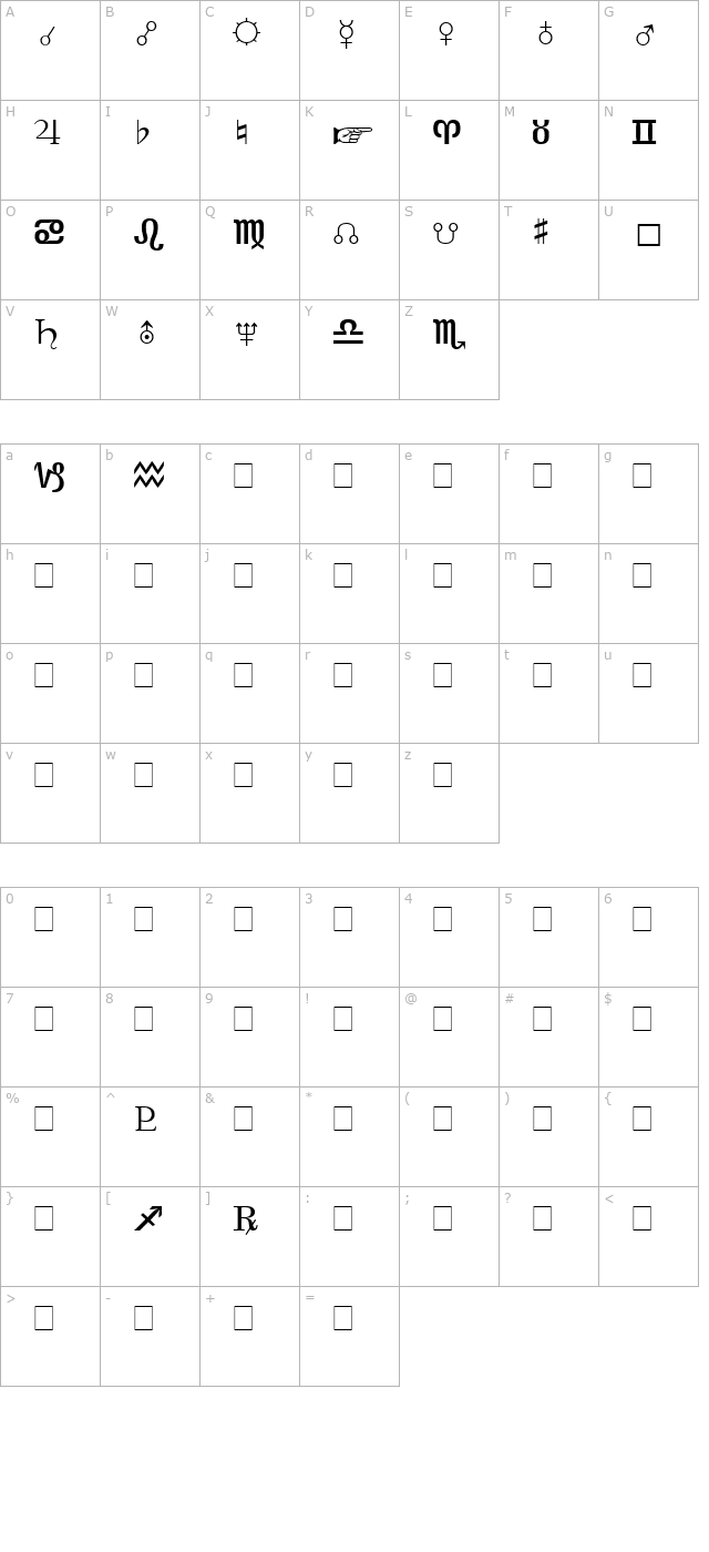 Bookshelf Symbol 3 character map