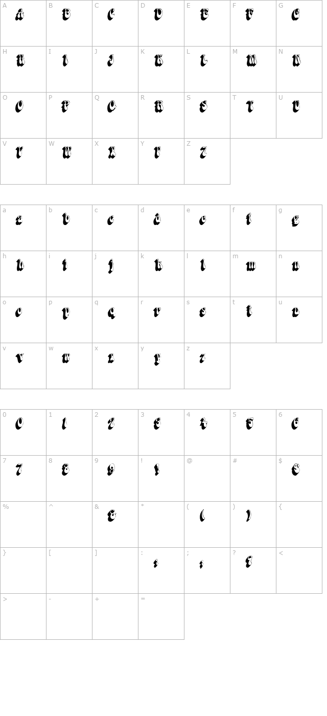 BoopShadow character map