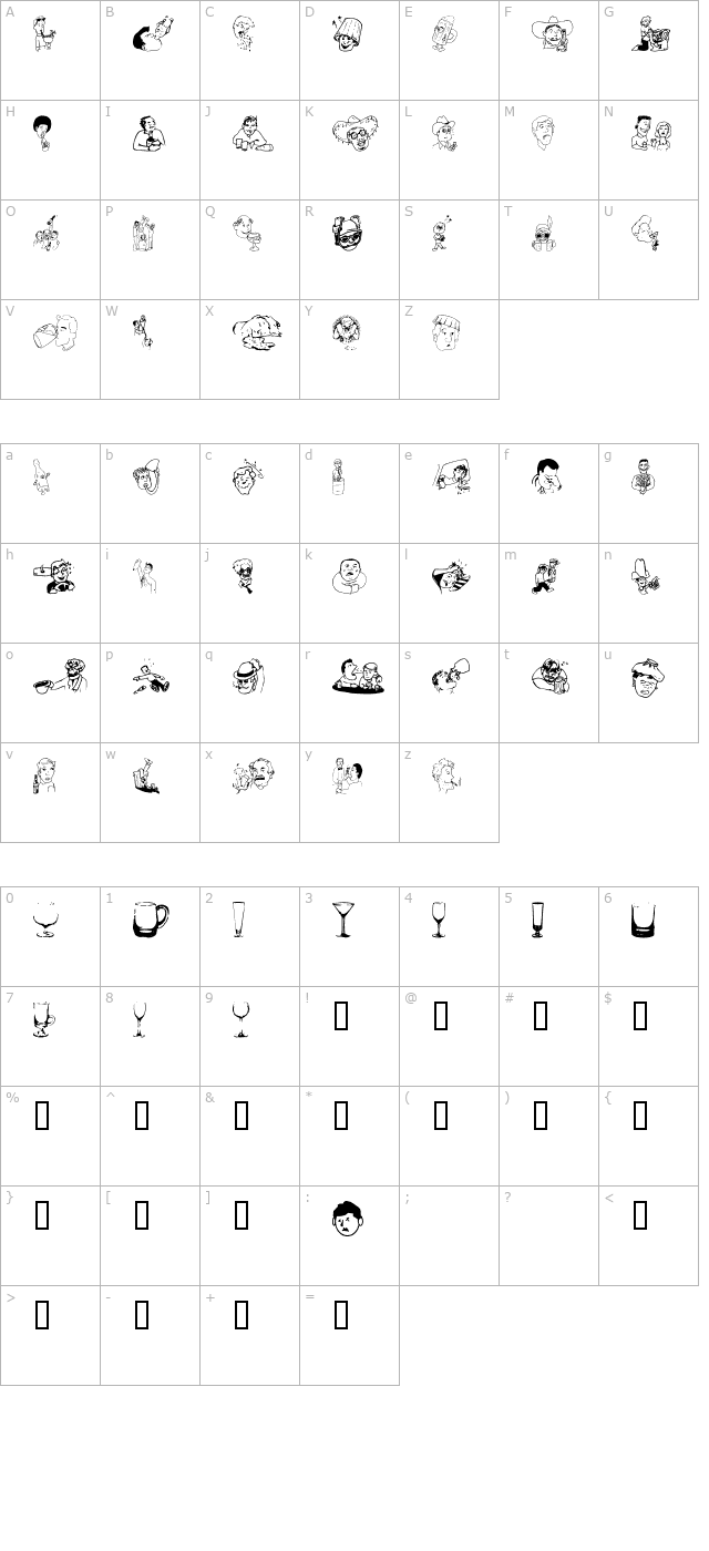 BoozeBats character map