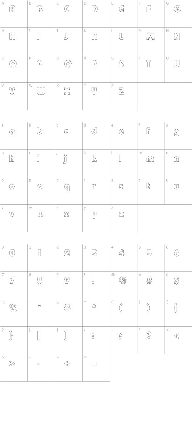 Bordeaux Black Hollow character map