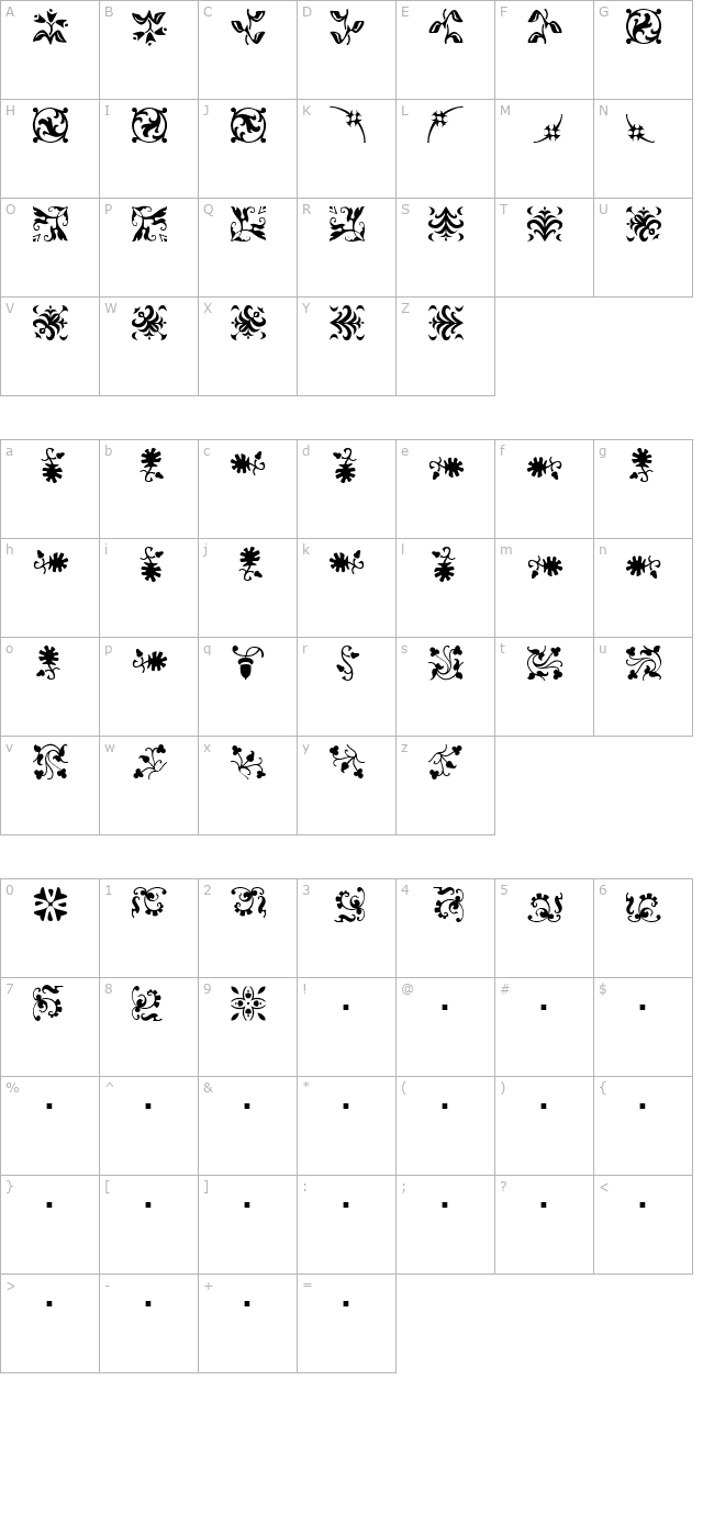 borderbats-fleur-regular character map