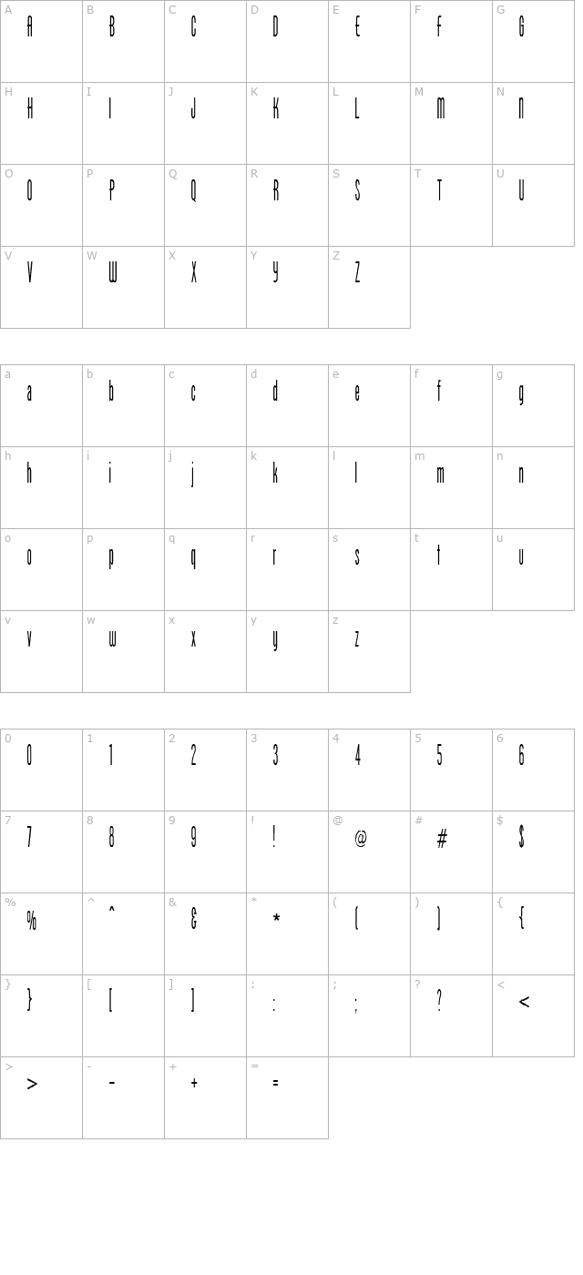 borzoi-medium character map