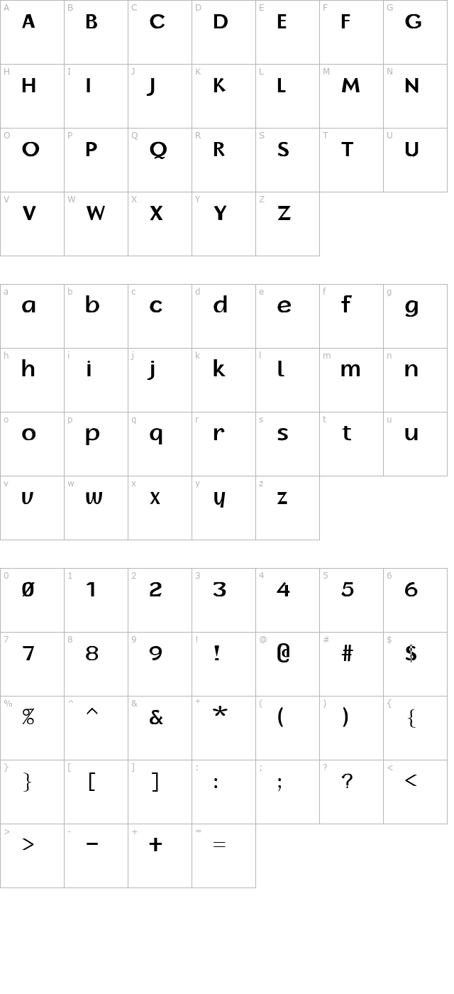 BorzoiBold character map