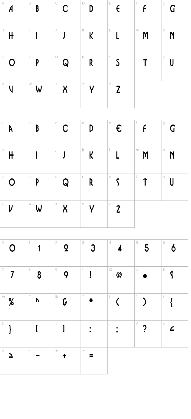 bosnia-thin-bold character map