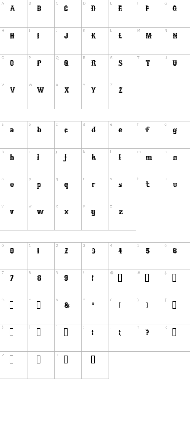 Bosox SemiBold character map