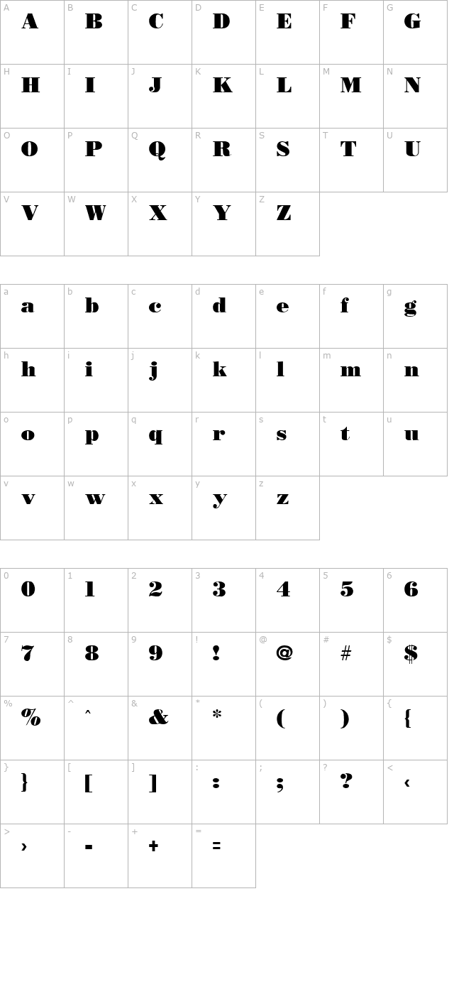 Boston Black character map